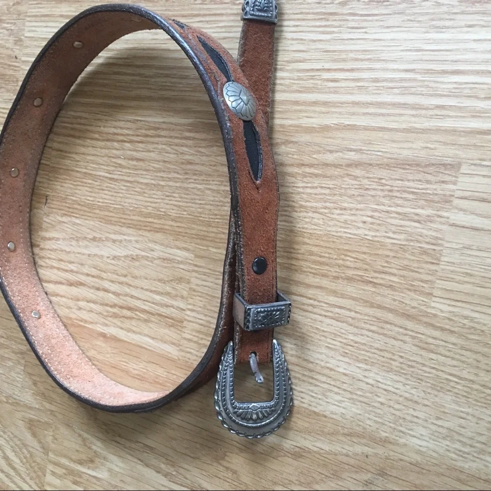 Amazing black and brown concho silver waist belt